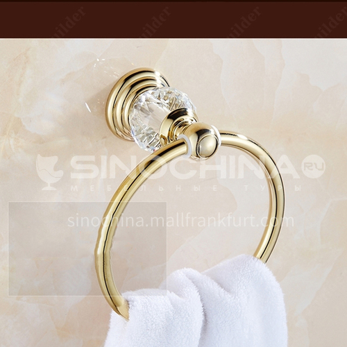 Bathroom and toilet fashion simple crystal series copper towel ring